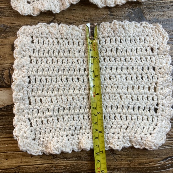 Handmade set of 2 dishcloths cream - Picture 6 of 8